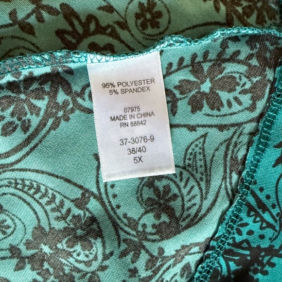 Woman Within Teal and Black Floral‎ Paisley Tunic Size 5X, EUC - Picture 8 of 10